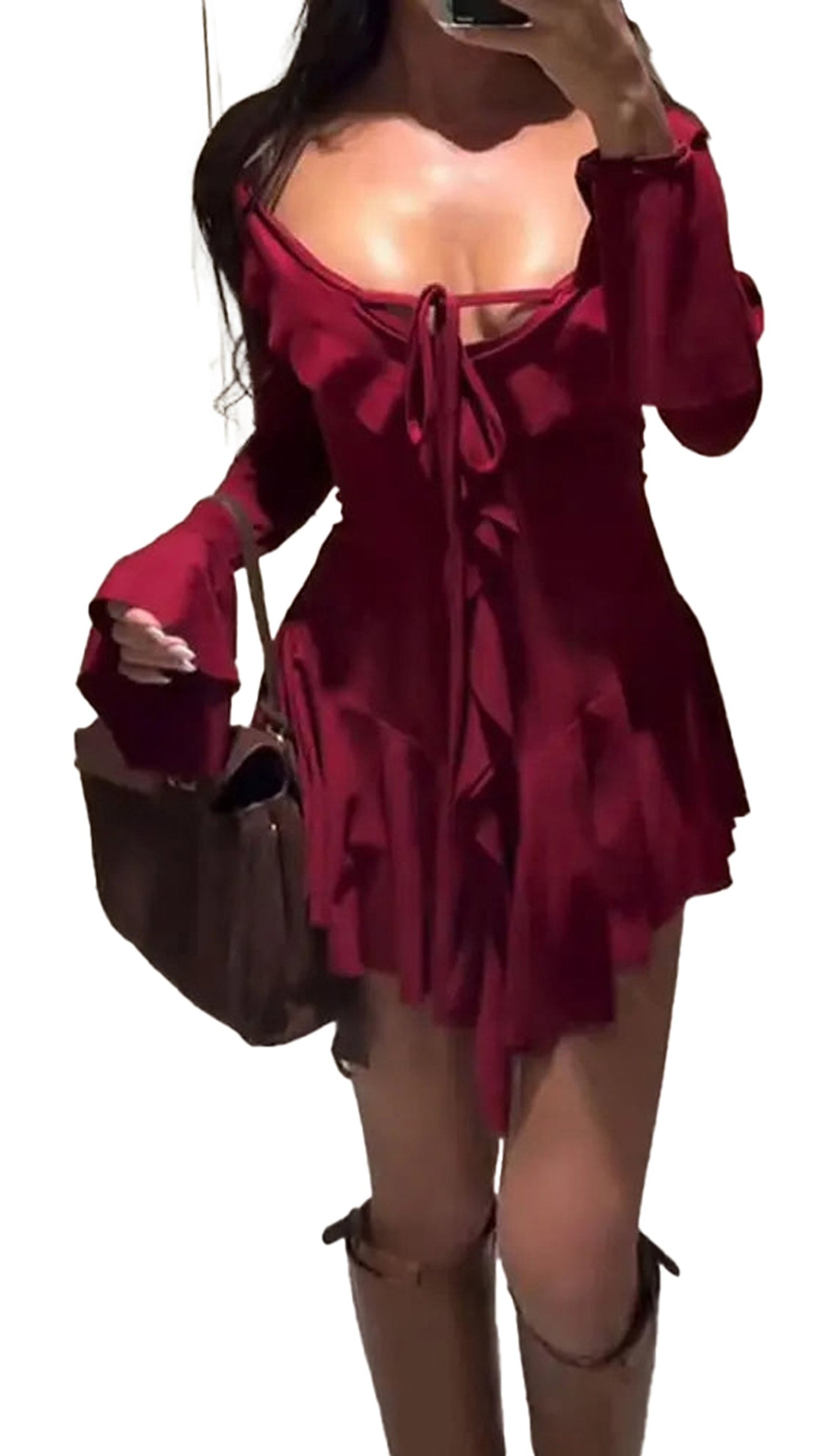 White Ruffled Mini Dress For Women