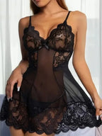 Lace Babydoll Lingerie in Navy Blue