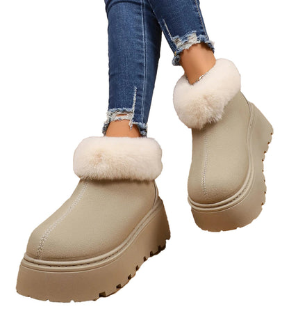 Womens Faux Fur Platform Snow Boots