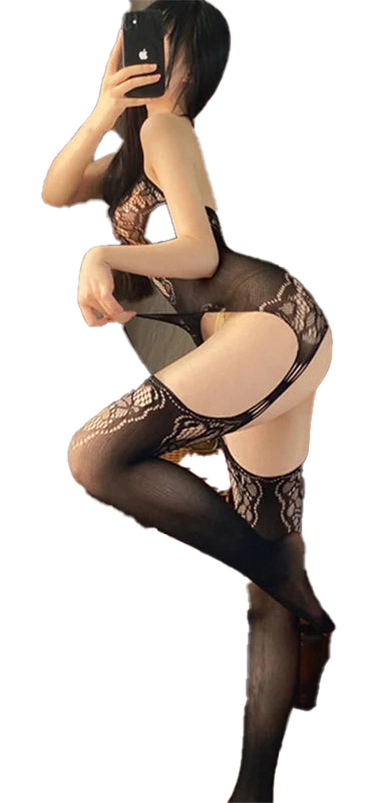 Black Crotchless Lingerie Bodysuit