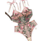 Womens Floral Lace Bra and Panty Set