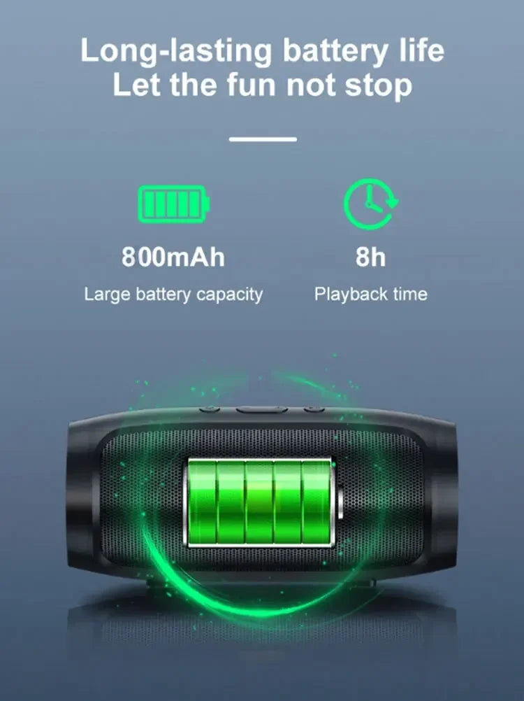 LuckeLadybug LLC portable wireless speaker with bluetooth showcasing 800mAh battery life and 8 hours playback time