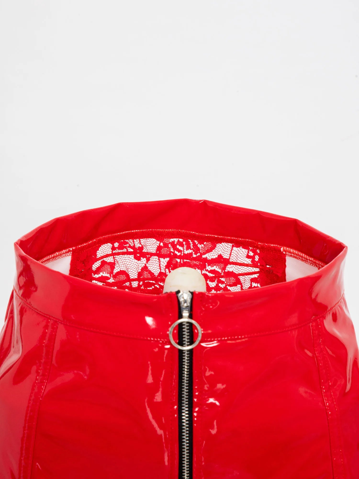 Red Mini Skirt with Zipper Detail