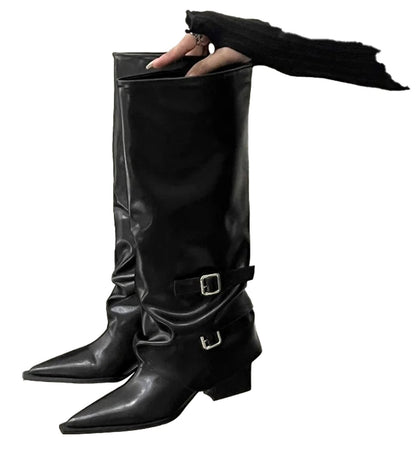 Womens Pointed Toe Knee High Boots