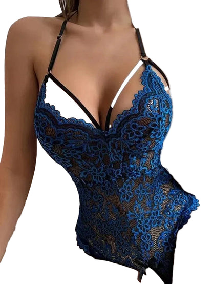 Sexy Floral Lace Lingerie Set Bodysuit