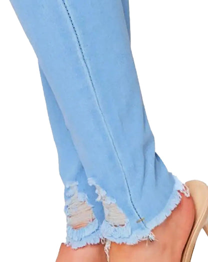 High Waist Ripped Skinny Jeans For Women
