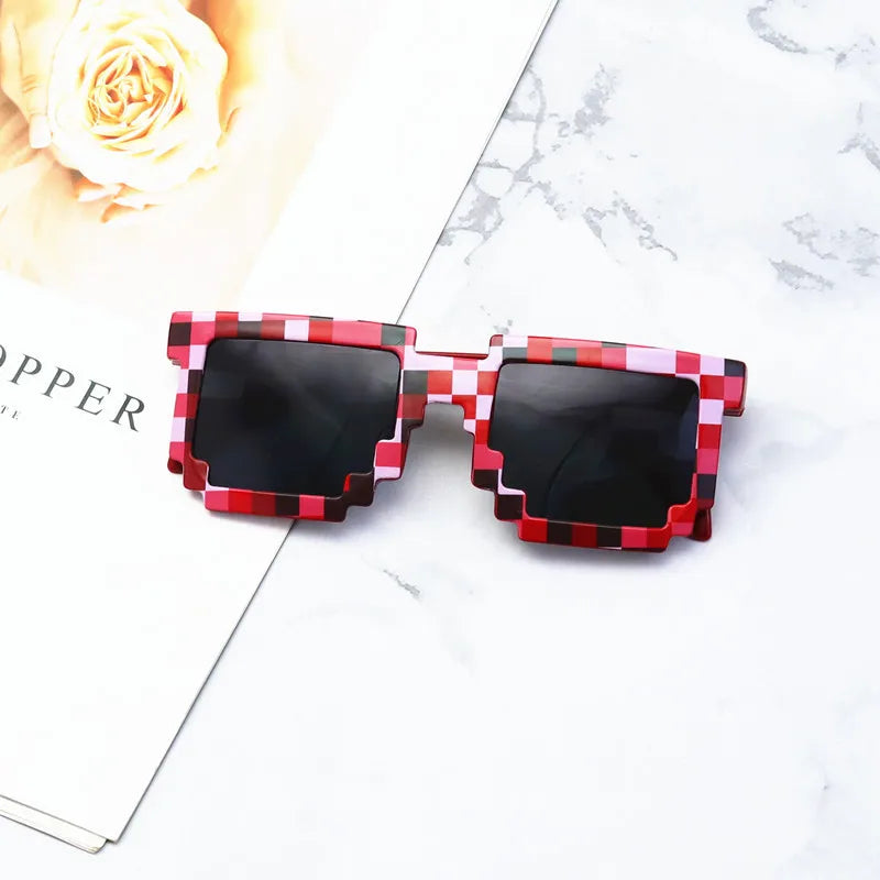 Pixel Mosaic Thug Life Square Sunglasses for Kids