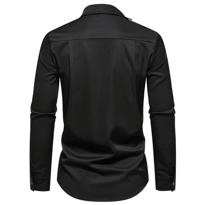 Mens Oblique Button Dress Shirt
