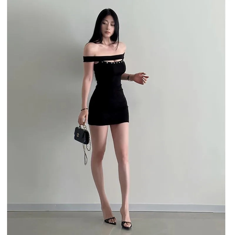 Black Off-Shoulder Dress for Wedding Party Guest