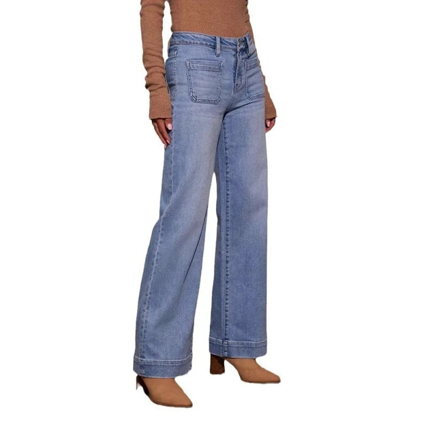 Womens High Waisted Wide Leg Jeans