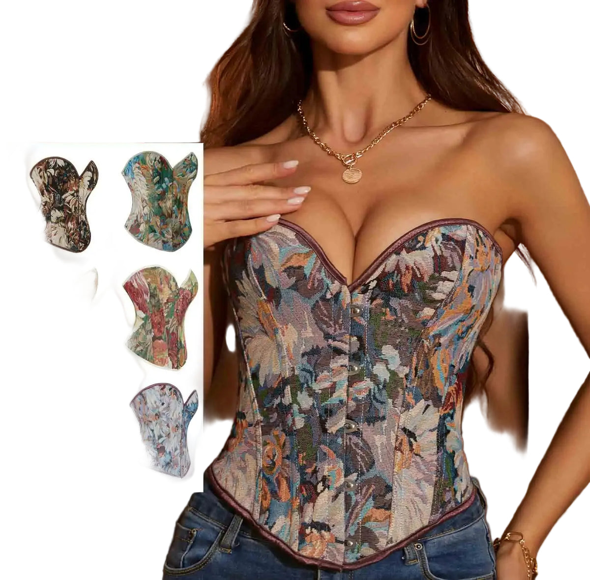 Retro Floral Embroidered Steel Bone Palace Corset Vest
