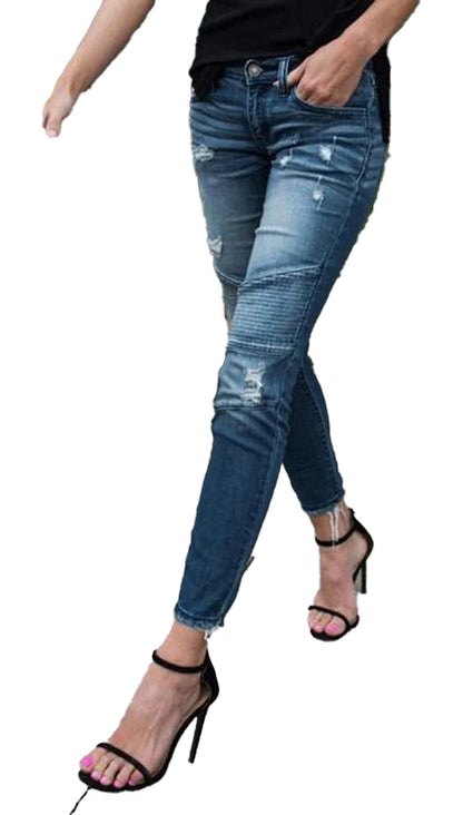 Womens High Waist Ripped Skinny Jeans