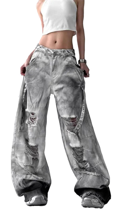 High Street Ripped Wide Leg Jeans