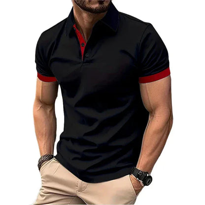 Mens Color Block Polo Shirt Trendy Style
