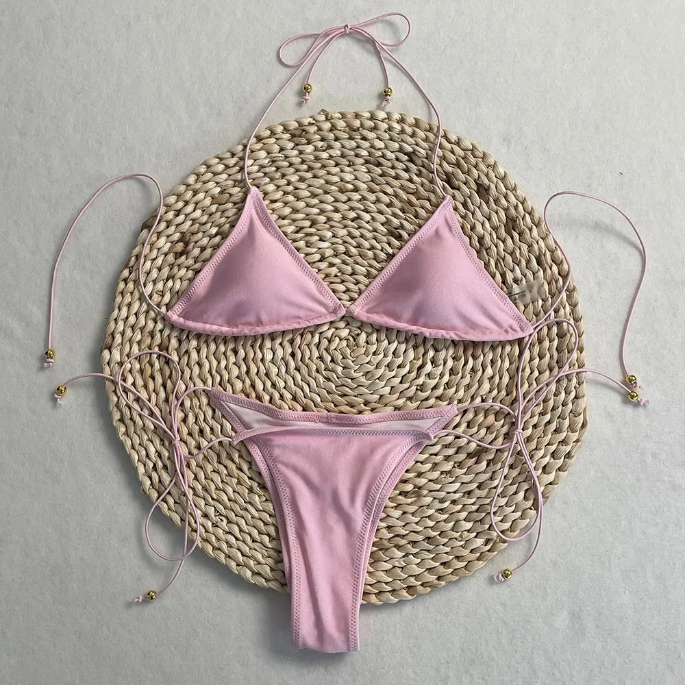 Swimwear Swimsuit: Trendy Pink Bikini Set