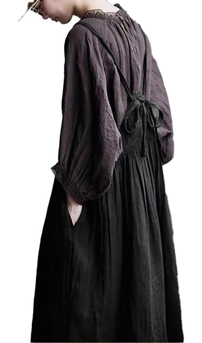 Japanese Linen Suspender Dress Chic Style