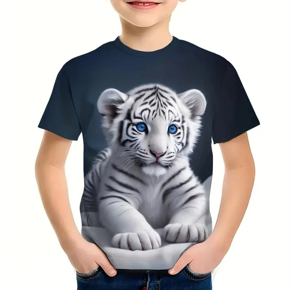 Boys Cartoon Tiger T-Shirt With Soccer Design