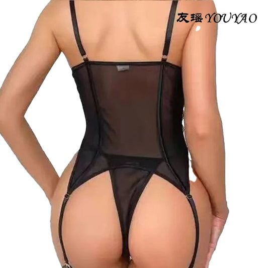 Sexy Crotchless Blue Lingerie For Women