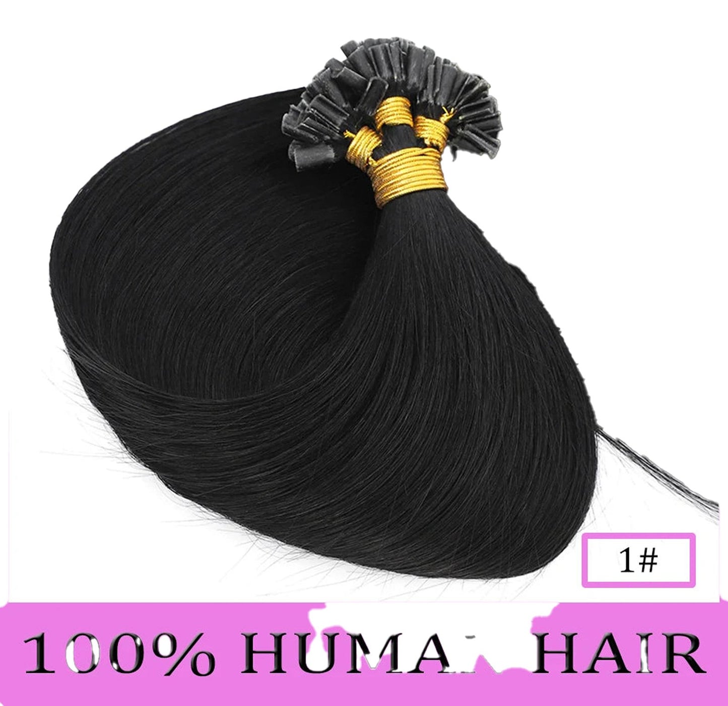 LuckeLadybug U Tip Hair Extensions Human Hair in Long Straight Black for Natural Styling