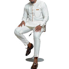 Mens African Kaftan Suit Two Piece Wedding Outfit