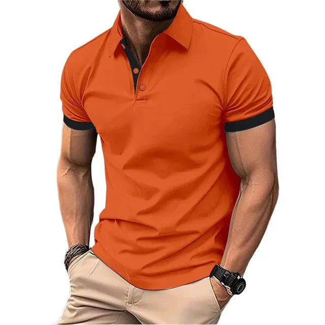 Mens Color Block Polo Shirt Trendy Style