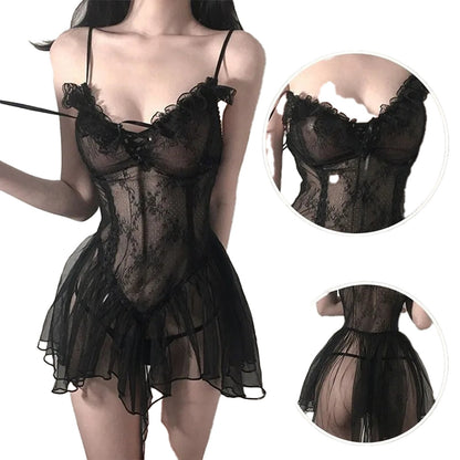 Sexy Black Lace Lingerie Bodysuit