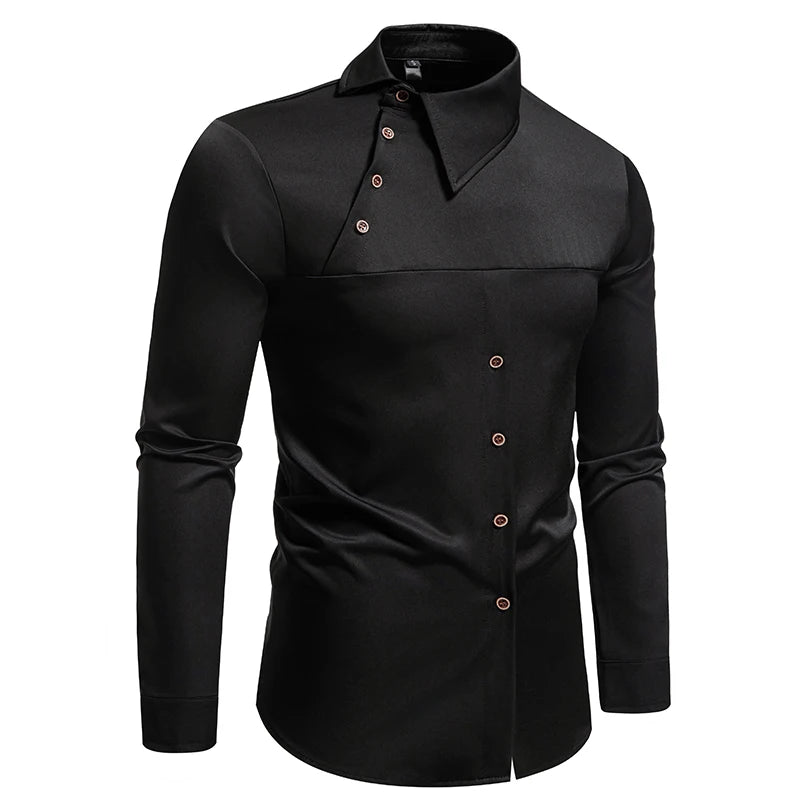 Mens Oblique Button Dress Shirt