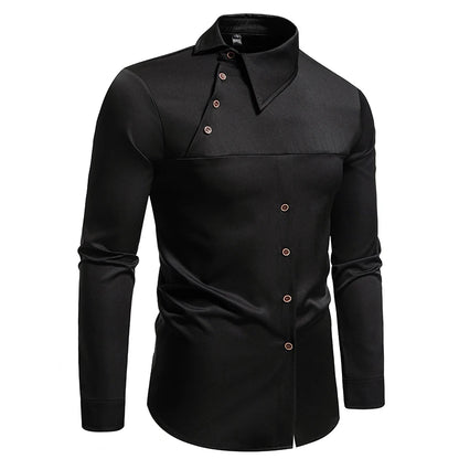 Mens Oblique Button Dress Shirt