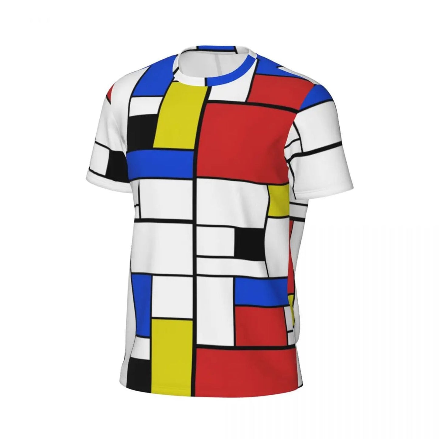 Men's Mondrian Line T-Shirt - Trendy Colorful Plaid Summer Tee, Y2K