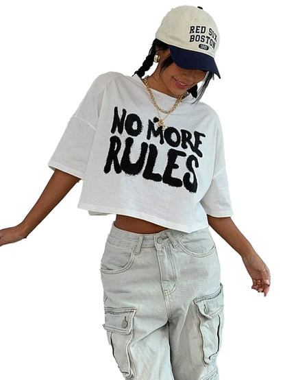 Womens Crop T-Shirts No More Rules