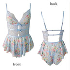 Crotchless Lingerie Floral Bodysuit