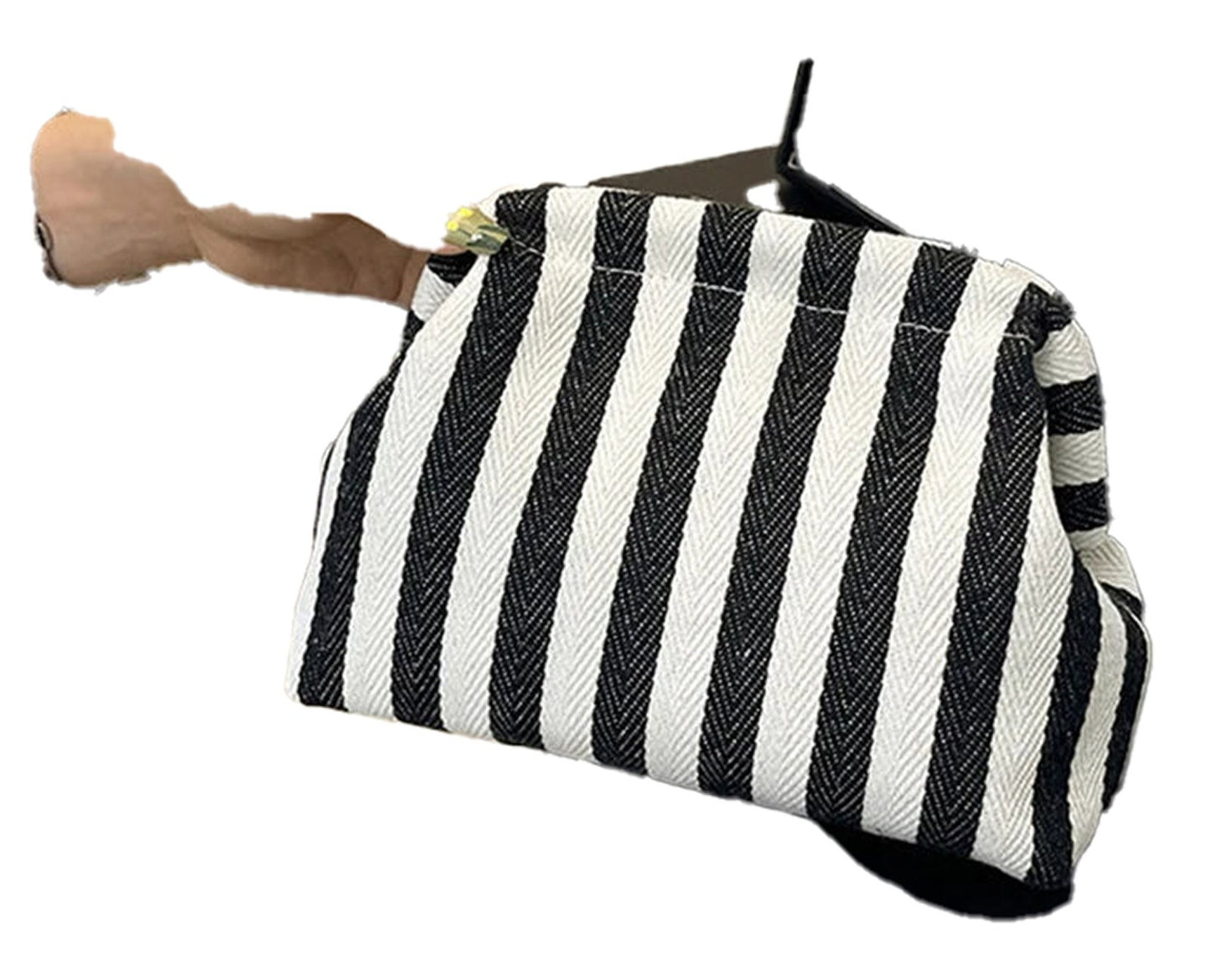 Stripe Pinch Snap Clutch Purse