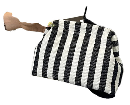Stripe Pinch Snap Clutch Purse