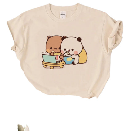 Bubu And Dudu Women's Funny 2000s Style Graphic Top – Flat Lay