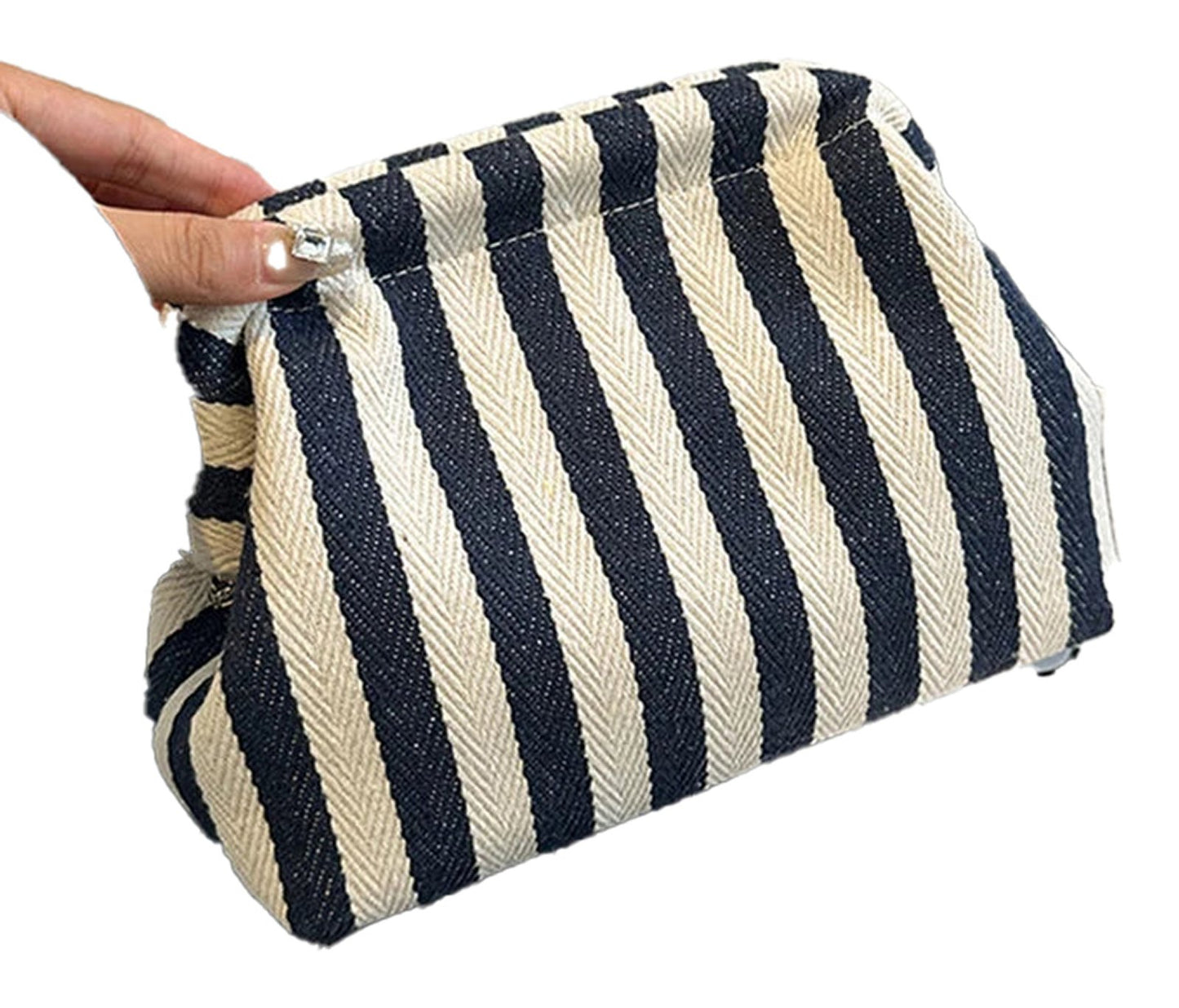 Stripe Pinch Snap Clutch Purse