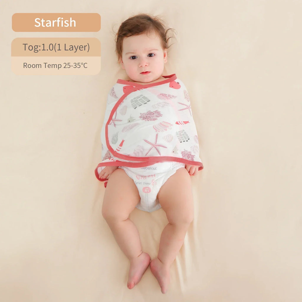 Bamboo Cotton Floral Baby Swaddle Blanket with Belly Strap