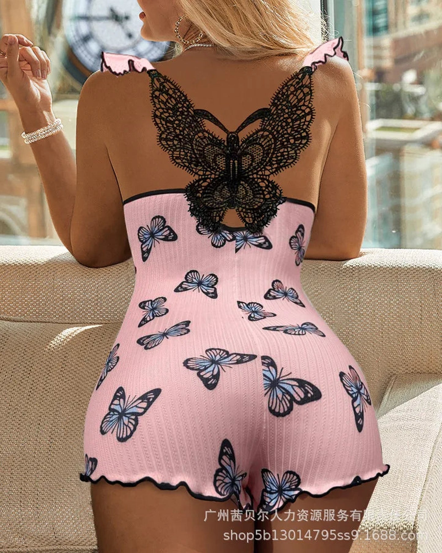 Butterfly Lace Teddy Bodysuit For Women