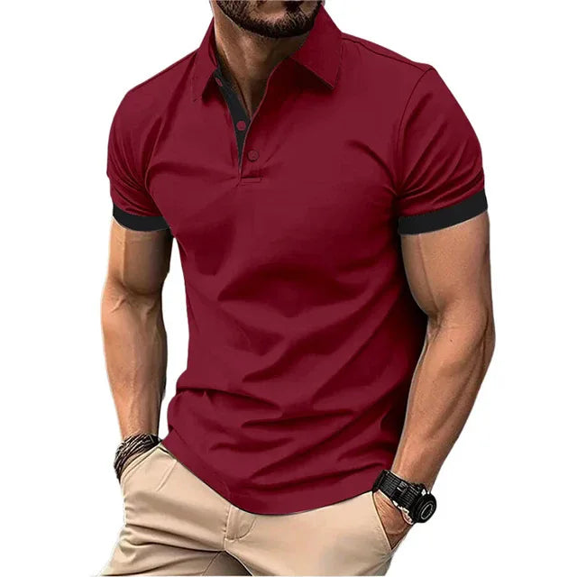 Mens Color Block Polo Shirt Trendy Style