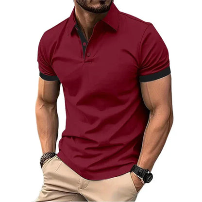 Mens Color Block Polo Shirt Trendy Style