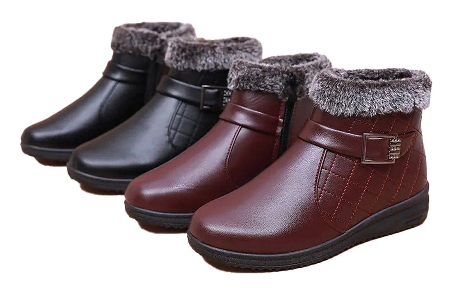 Womens Faux Fur Ankle Boots Stylish Comfort