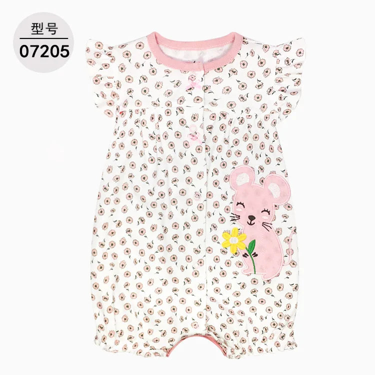 Summer Cartoon Baby Romper O - Neck Cotton Clothing
