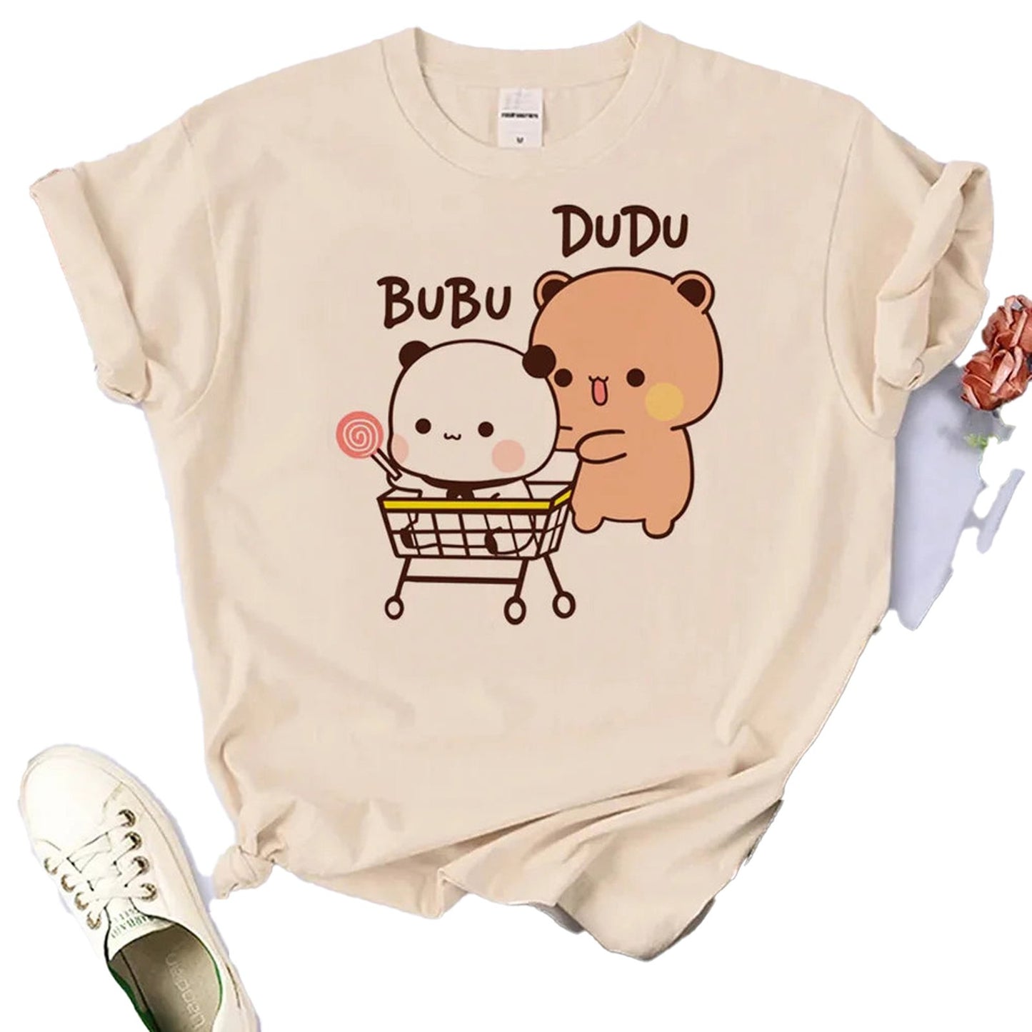 Bubu And Dudu Women's Funny 2000s Style Graphic Top – Side View