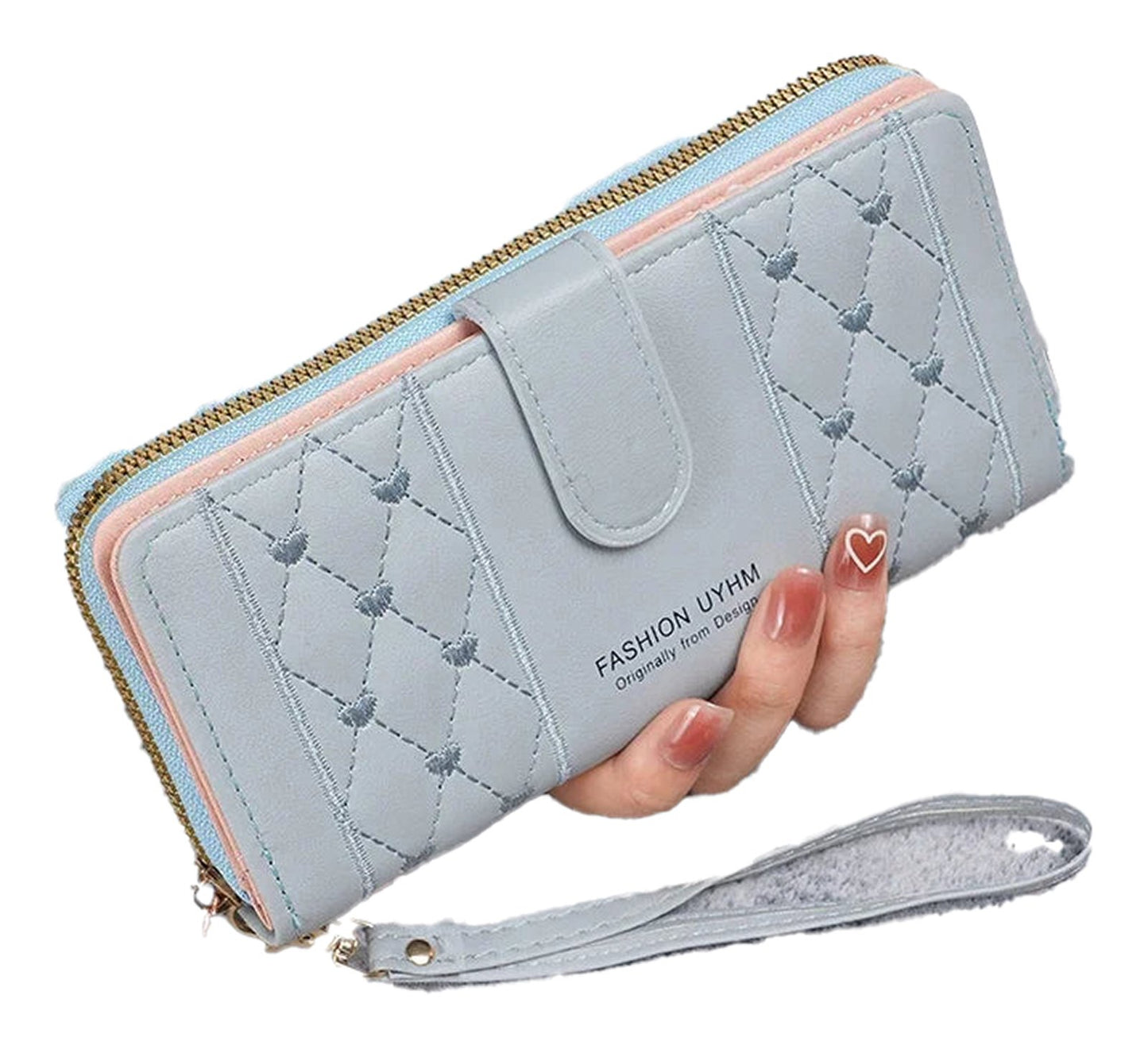 Womens Long Zipper Wallet With Wristlet