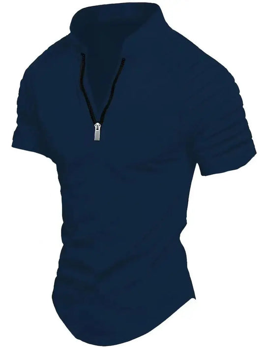Mens Solid Color Polo Shirt Stylish Fit
