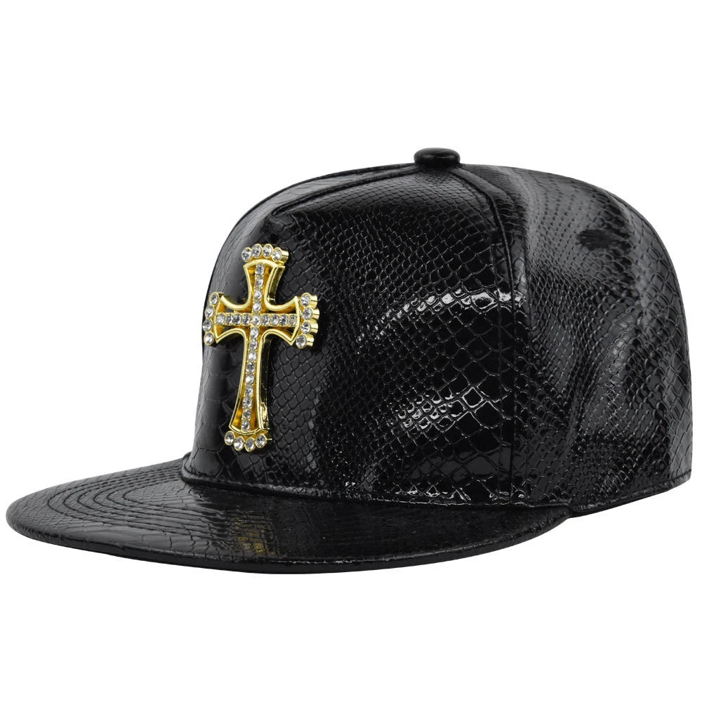 Hip Hop Jesus Cross Cap With Bling