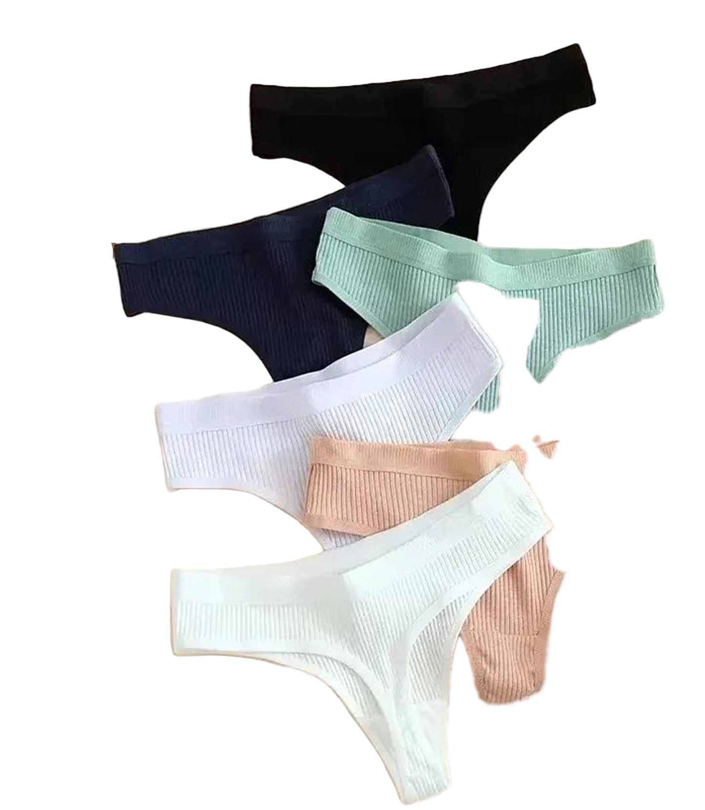 Back View of Low Waist Cotton Thong Panties for Women