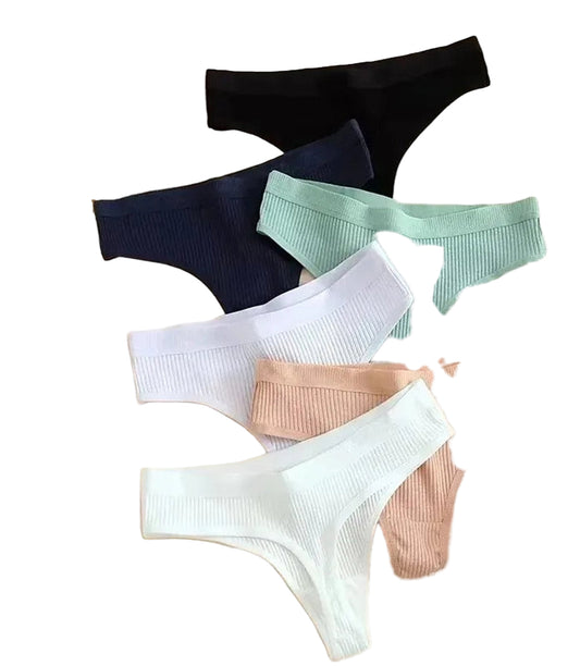 Back View of Low Waist Cotton Thong Panties for Women