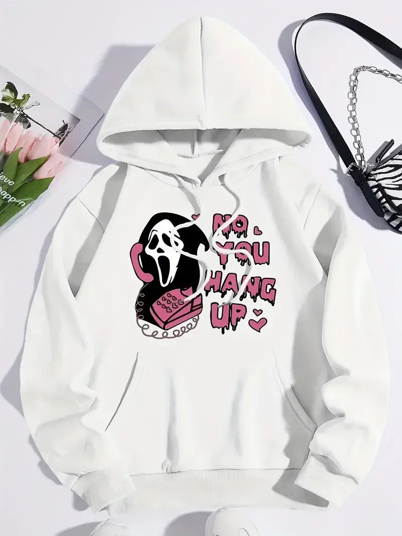 Womens Harajuku Graphic Hoodie Pink Scream Design