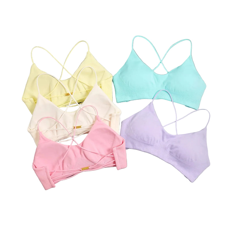 Women Cross Back Sports Bra Thin Straps Wirefree Yoga Bra