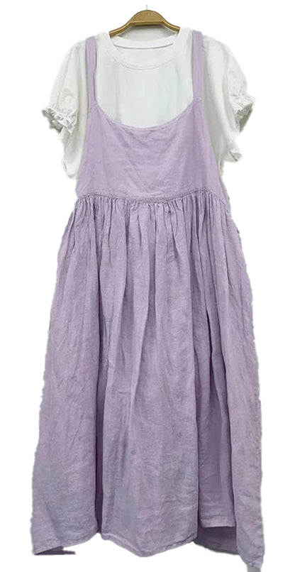 Japanese Linen Suspender Dress Chic Style